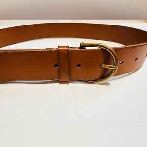 American Eagle Outfitters Tan Leather Belt with Gold Buckle